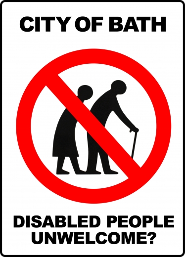 Poster asking "Disabled People Unwelcome?"